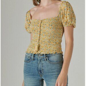 Lucky Brand short sleeve smocked top